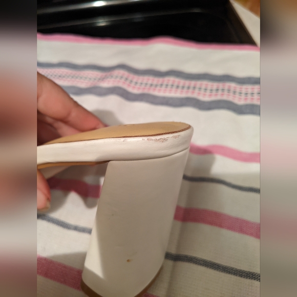 BY FAR Women's Juju Pearl Shine Leather Heeled Mules - White Pearl Shine - Picture 7 of 11